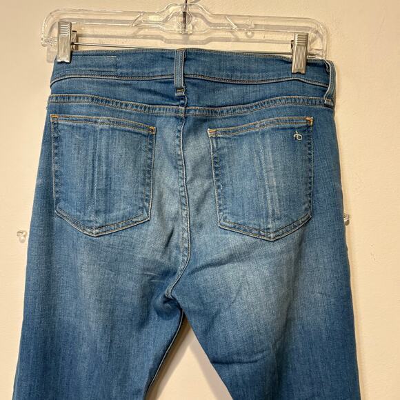 Rag & Bone Sz 28 Mid Rise Capri Skinny Ripped Knee Jeans Medium Light Wash 30x27 - Picture 5 of 7
